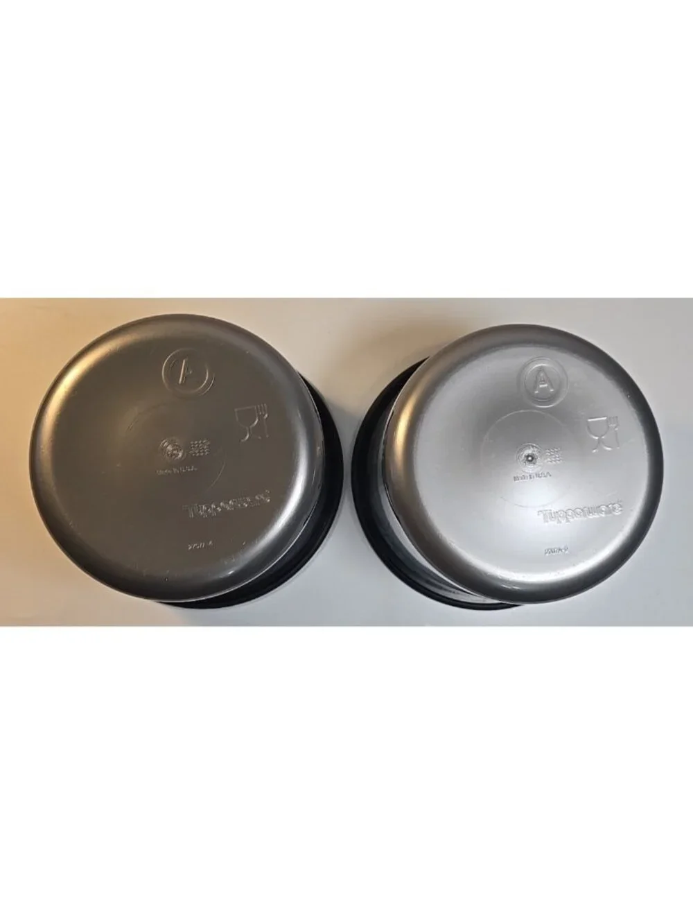 2 Tupperware One Touch Canisters Floral Hologram Silver & Black #2707A-4 New